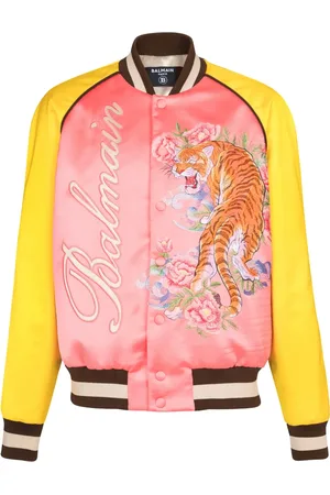 Balmain Tiger-embroidered satin bomber jacket