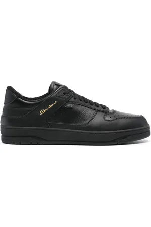santoni Logo-print leather sneakers