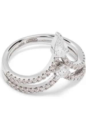 Shay 18K white gold Mixed Stacked Chevron diamond pinky ring