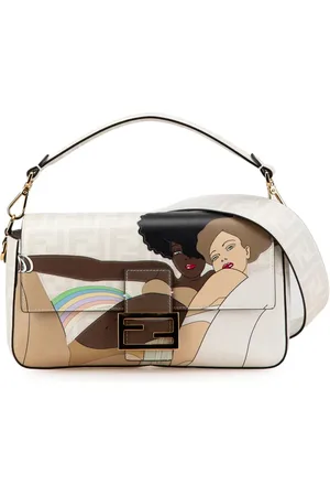Fendi 2000-2010 Zucca Graphic Print Coated Canvas Bikini Girls Baguette satchel