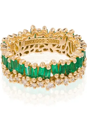Suzanne Kalan 18kt yellow Short Stack emerald eternity band ring