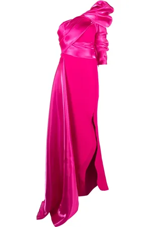 Gaby Charbachy Asymmetric draped one-shoulder gown