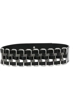Alberta Ferretti Crystal-embellished interwoven leather belt