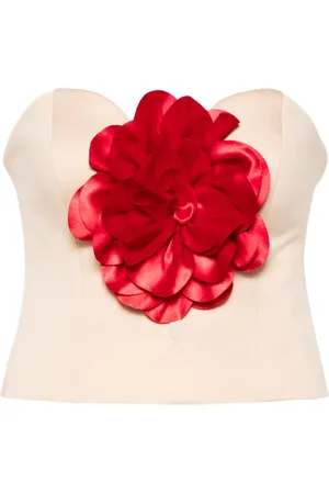 Parlor Floral-appliqué corset top