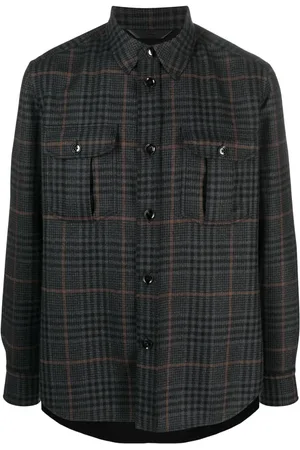 BRIONI Check-print knitted shirt jacket