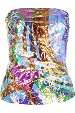 Puccini Iride-print crinkled strapless top