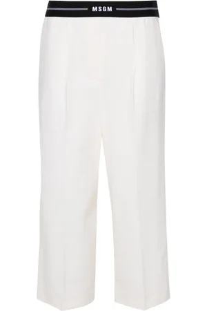 Msgm Logo-waistband cropped trousers