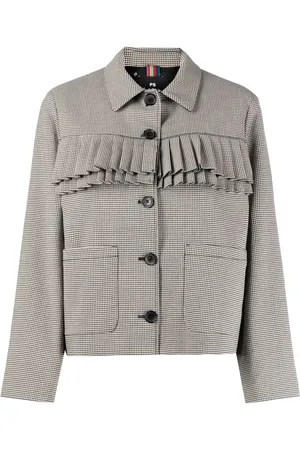 Paul Smith Check-print pleated fitted jacket