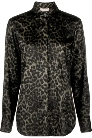 BLANCA Leopard-print satin shirt