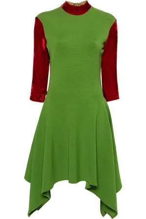Jean Paul Gaultier 1990s velvet-sleeve asymmetric dress
