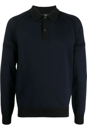 Dunhill Long raglan-sleeve wool polo shirt