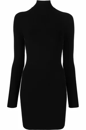 Alexander Wang Intarsia-knit logo long-sleeve dress
