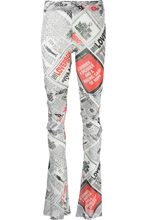 Charles Jeffrey Loverboy Newspaper-print skinny trousers