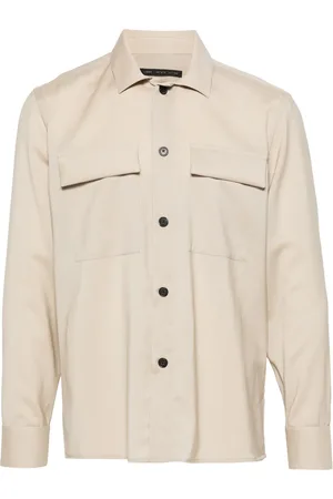 LOW BRAND Patch-pocket virgin-wool shirt