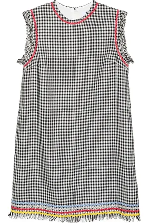 Msgm Gingham fringed mini dress