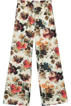 ALBERTO BIANI Floral silk straight trousers