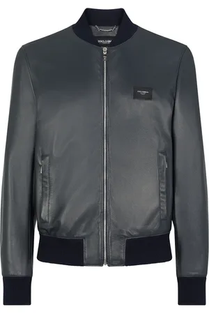 Dolce & Gabbana Logo-plaque leather bomber jacket
