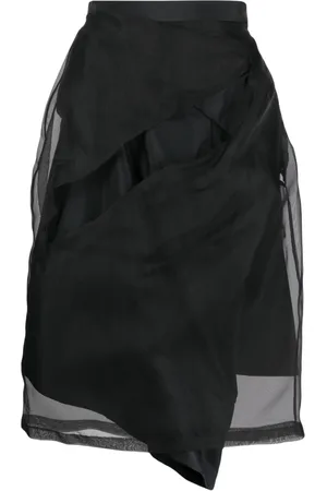 UNDERCOVER High-waisted asymmetric tulle skirt