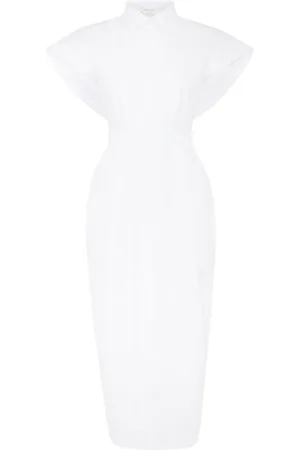 Alexander McQueen Collared short-sleeved midi dress