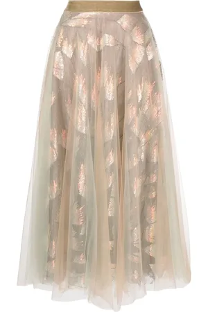 TALBOT RUNHOF Tulle-overlay midi skirt