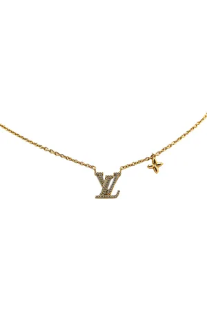 LOUIS VUITTON 2023 Plated LV Crystal Iconic Pendant Necklace costume necklace