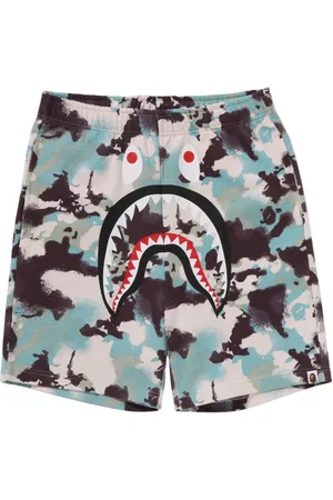 A Bathing Ape Shark-graphic camouflage shorts