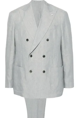 LUIGI BIANCHI MANTOVA Double-breasted linen suit