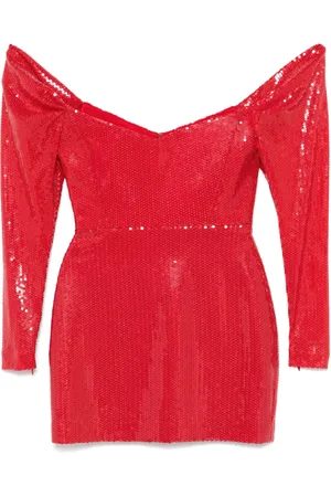 ALEX PERRY Off-shoulder draped mini dress
