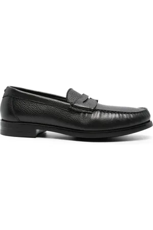 CANALI Grained-texture almond-toe loafers