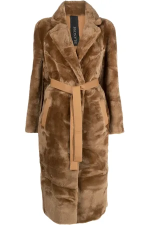 Blancha Reversible belted shearling coat