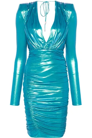 ALEXANDRE VAUTHIER Laminated-finish ruched midi dress