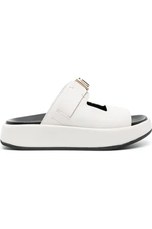 Furla Logo-plaque leather platform slides