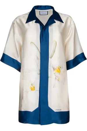 PANTAMOLLE Floral-print silk shirt