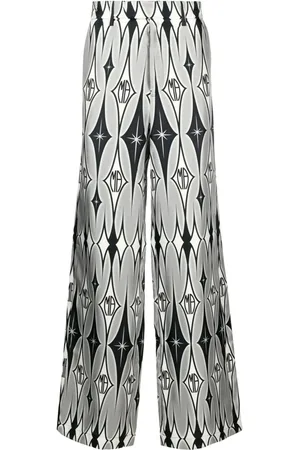 AMIRI Graphic-print wide-leg silk trousers
