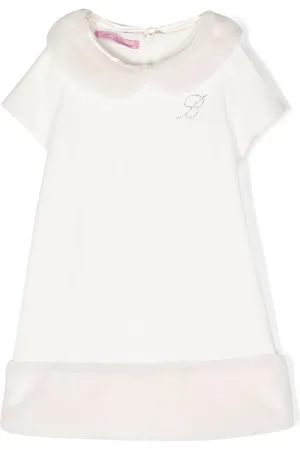 MISS BLUMARINE Logo-appliqué bib-collar dress