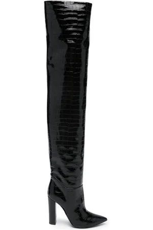 Serafini 120mm crocodile-embossed leather boots