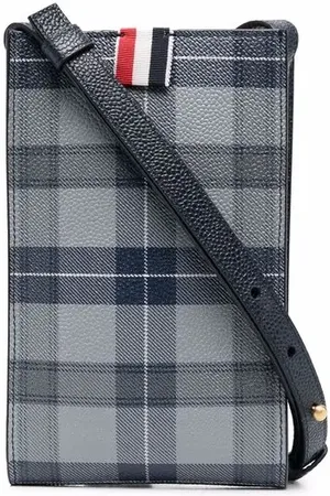 Thom Browne Tartan-print crossbody phone holder