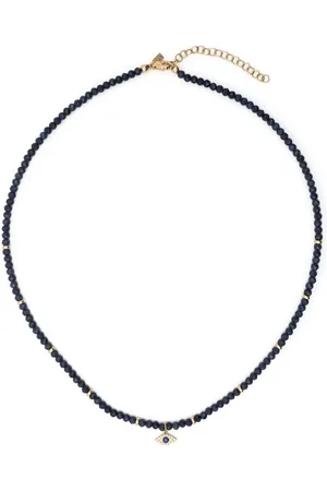 EF Collection 14kt yellow Evil Eye sapphire beaded necklace