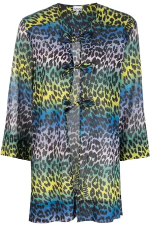 Ganni Leopard-print cotton blouse