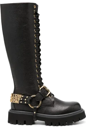 Moschino Logo-plaque leather boots