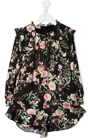 MISS BLUMARINE Floral-print ruffle-trim dress