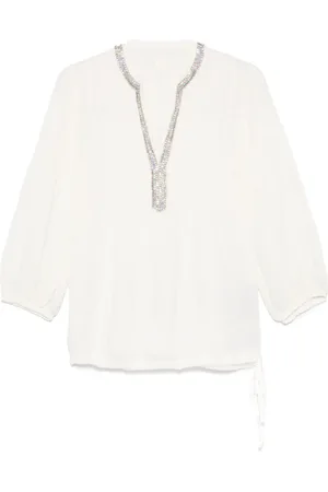 120% Lino Crystal-embellished blouse