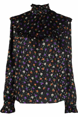 Saint Laurent Long-sleeve floral-print blouse