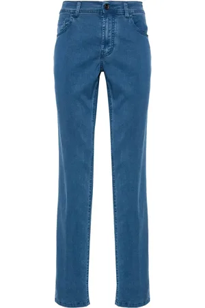 CANALI Logo-patch mid-rise jeans