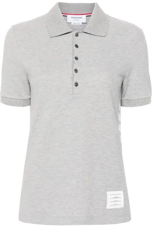 Thom Browne Striped logo-patch polo shirt