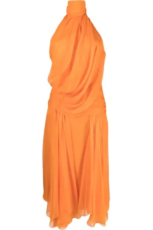 Alberta Ferretti Halterneck draped silk-chiffon midi dress