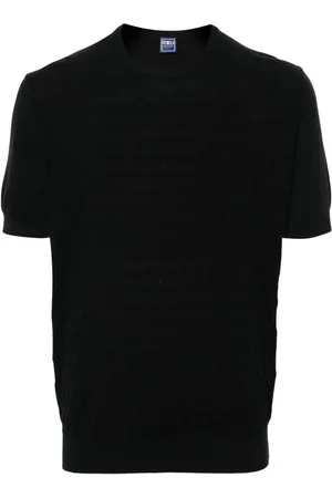 FEDELI Geometric-pattern knitted T-shirt