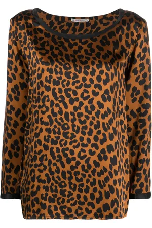 Saint Laurent 1980s leopard print silk blouse