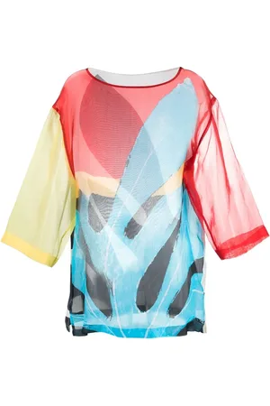 Gianfranco Ferré 1990s coral print silk tunic