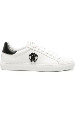 Roberto Cavalli Mirror Snake-embellished leather sneakers